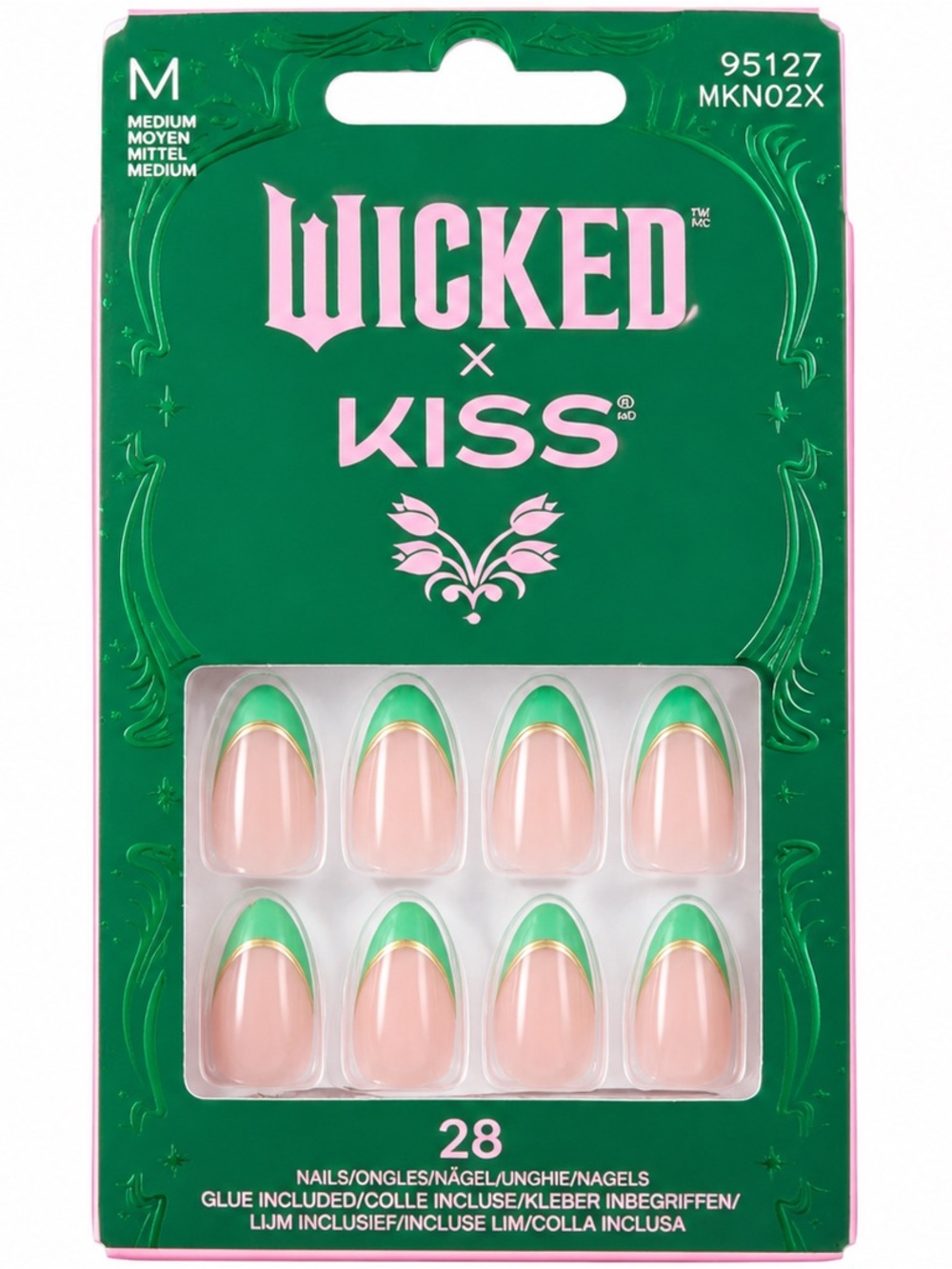 Kiss Wicked Green and Gold French Tip Press-On Nails